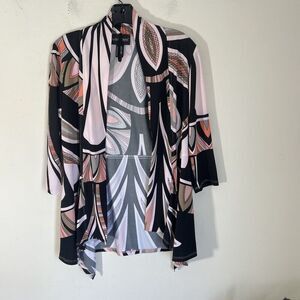 Frank Lyman Cardigan Jacket Open Front Art to Wear 3/4 Sleeves Artsy US 6 New